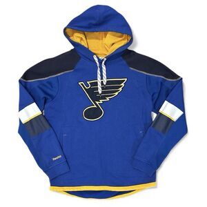 Reebok NHL St. Louis Blues Hoodie Men’s Medium Face Off Collection Pullover Blue